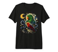 Eclectus Perroquet Van Gogh Nuit étoilée Amoureux des Oiseaux T-Shirt Haut de Gamme