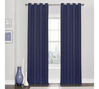 Eclipse Blackout Curtains for Bedroom - Kingston 52" x 84" Insulated Darkening Single Panel Grommet Top Window Treatment Living Room, Navy