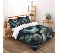 Éclipse Dragon Souveraineté Parure De Lit Super King（260x220cm） Impression 3D Fantaisie Terre pour Famille en Microfibre Respirant avec Fermeture Éclair Literie Confort