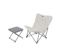 Eclipse Ensemble de chaises de camping avec chaise d'extérieur « Herkules » et tabouret « Titan » beige pliable comme chaise pliante, chaise de pêche, chaise de plage, chaise de balcon ou chaise de