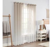 Eclipse INES Lot de 2 Rideaux de fenêtre à œillets texturés ombrés, Filtre la lumière, pour Chambre à Coucher, 132,1 x 274,3 cm, Lin