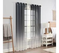 Eclipse INES Lot de 2 Rideaux de fenêtre à œillets texturés ombrés, Filtre la lumière, pour Chambre à Coucher, 132,1 x 241,3 cm, Anthracite