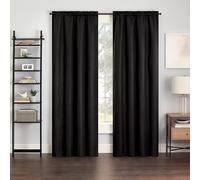 Eclipse Kendall Rideau de fenêtre occultant Thermique texturé avec Passe-Tringle, Isolant et réduction du Bruit pour Chambre à Coucher ou Salon (1 Panneau), 213,4 cm de Long x 106,7 cm de Large, Noir