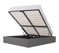 ECLIPSE Lit coffre adulte 140x190 cm - Tissu gris clair - Sommier inclus
