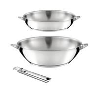 Eclipse - Lot 3 pièces - Wok 28 cm, poêle 24 cm et poignée amovible Cuisinox