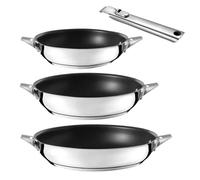 Eclipse - Lot de 3 poêles 20-24-28 cm avec revêtement céramique et poignée amovible inox