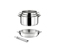 CUISINOX - Eclipse - Lots 5 pièces - Casseroles 16, 18 et 2 cm, Poêle 24 cm inox et poignée inox - Fond encapsulé - Compatible tous feux dont induction - Acier Inoxydable 18/1 - Finition miroir