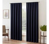 Eclipse Rideau de fenêtre Moderne occultant Thermique avec Passe-Tringle pour Chambre à Coucher (1 Panneau), Polyester, Minuit, 132,1 cm de Large x 160 cm de Long (Lot de 1)
