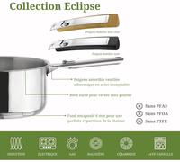 - Eclipse - Set Cuisson Et Coutellerie - Poêles 24/28 Cm, Éplucheur Et Couteau Office - Poignée Amovible Inox - Revêtement Céramique - Compatible Tous Feux Dont Induction