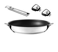 Eclipse - Set poêle 32 cm revêtement céramique avec poignée inox et anses amovibles