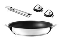 Eclipse - Set poêle 32 cm revêtement céramique avec poignée inox et anses amovibles Cuisinox