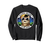 Éclipse Solaire 2026 Chat Astronomie Humour Lunettes Sweatshirt