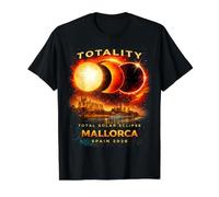 Éclipse Solaire 2026 Shirt Majorque Espagne T-Shirt Graphique avec Valeur, Homme, Noir, M