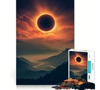 Éclipse Solaire au-Dessus des Montagnes Puzzle Difficile de 1000 pièces pour Adultes Améliore la mémoire, détend l'esprit Bords Nets Cadeau élégant (38x26cm)