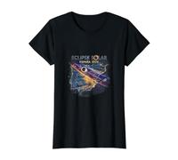 Eclipse Solar Total España 2026 Carte de la totalité T-Shirt Graphique avec Valeur, Femme, Noir, M