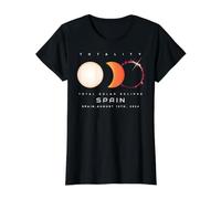 Éclipse Totale Spain 2026 Total Solar Eclipse T-Shirt Graphique avec Valeur, Femme, Noir, XL