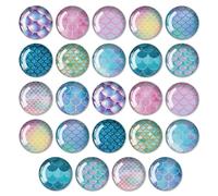 EclipseGuard Lot de 24 aimants pour réfrigérateur - Cabochons en Verre décoratifs avec Motif d'écailles de Poisson Fantaisie - Aimants pour Enfants - Convient pour Tableaux Blancs, réfrigérateurs