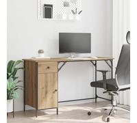 Eclith Bureau d'ordinateur en chêne Artisan 131 x 48 x 75 cm avec espace de rangement, tiroir et gestion des câbles pour bureau à domicile, bureau, chambre d'adolescent, design robuste, polyvalent