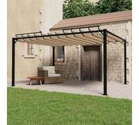 Eclith Pergola avec toit à lamelles, 3 x 4 m, taupe, tissu et aluminium, imperméable, réglable, pour jardin, terrasse, balcon, avec paroi latérale, moustiquaire, idéale pour fête, réception, mariage