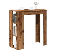 Eclith Table de bar avec étagère aspect bois vieilli, 102 x 50 x 103,5 cm, étagères de 32 cm de hauteur, table à manger stable pour cuisine, salon, idéale pour le petit-déjeuner, le dîner et le