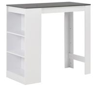 Eclith Table de bar avec étagère blanche - 110 x 50 x 103 cm - En bois - Étagère de rangement à 3 niveaux pour cuisine, salle à manger, salon, idéale pour le petit-déjeuner, le dîner et le déjeuner