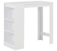 Eclith Table de bar avec étagère blanche 110 x 50 x 103 cm en bois stable avec étagère de rangement à 3 niveaux pour salle à manger, cuisine, salon, idéale pour le petit-déjeuner, le dîner, le
