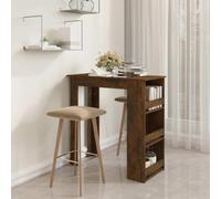 Eclith Table de bar avec étagère en chêne fumé - 102 x 50 x 103,5 cm - Table à manger stable avec étagères pour salle à manger, cuisine, salon, petit-déjeuner et dîner