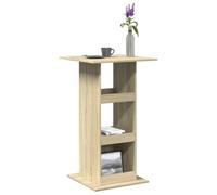 Eclith Table de bar avec étagères en chêne Sonoma - 60 x 60 x 102 cm - Table à manger stable pour salle à manger, cuisine, salon - Avec plateau et socle - Idéale pour le petit-déjeuner, le dîner, le