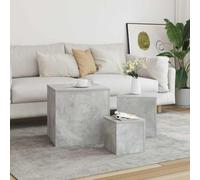 Eclith Tables d'appoint 3 pièces gris béton en bois avec différentes tailles - Grande table moyenne petite pour salon, chambre à coucher, surface de rangement et espace de rangement à côté du canapé