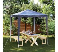 Eclith Tente de fête - 2 x 2 m - Bleu - Avec cadre en fer - Résistant aux UV - Imperméable - Tente de jardin pour terrasse, balcon, jardin - Avec paroi latérale, fenêtre, porte et moustiquaire, idéale