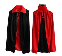 Ecloud Shop Black Red Reversible Dress up Goth Devil Pirate Vampire Demon Cloak For Halloween Party Easter Christmas Children Kids