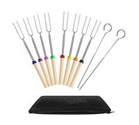 Ecloud Shop Sauce Marshmallow - Ensemble De 8 Brochettes Télescopiques Acier Inoxydable - Fourches parfaites pour Hot Dogs- Extensible À 32 Pouces Long -2PCS bâtons de grillage en Acier 304