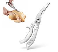 Eclove Ciseaux de Cuisine, Cisailles à Volaille en Acier Inoxydable pour Poulet, Viande, Poisson, Herbes, Fruits de Mer et Légumes, Ustensile de Cuisine Professionnel avec Lame Tranchante, Argent