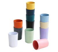 Eclove Lot de 12 Gobelets en Plastique PP Gobelet Enfants, Tasse de Incassables, Passe au Micro-Ondes et au Lave-Vaisselle, Verre Plastique Reutilisable Parfaits pour Café, Thé, Jus (12 Couleurs)