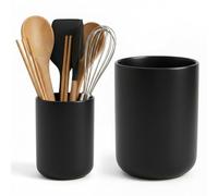 Eclove Lot de 2 Pots Ustensiles Cuisine en Céramique, Porte Ustensiles Grands et Moyens pour Outils de Cuisine, Cuillères, Spatules, Fourchettes, Couteau et Accessoires