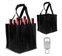 Eclove Sac à Bouteilles 9 Compartiments avec Décapsuleur, 2 pièces Tissus Non Tissés Sac Bouteille vin Pliable Réutilisables avec Poignées, la Bière et Le Champagne