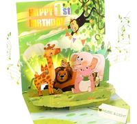 Ecloverlife Cartes de 1er anniversaire pour enfants, cartes pop-up avec lumières colorées et musique « Happy Birthday », cadeaux d'anniversaire pour bébés garçons de 1 an, filles, petits-fils