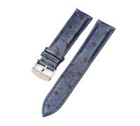 EcLusE Bracelet de montre en cuir véritable à motif d'autruche, bracelet de montre à dégagement rapide, bracelet de montre de rechange,Bleu,20mm