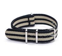 EcLusE Bracelet de montre en nylon rayé avec boucle ardillon, bracelet de montre sport à dégagement rapide, bracelets de montre de remplacement, 3noir 2blanc, 20 millimètres
