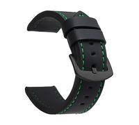 EcLusE Bracelet de montre Vintage en cuir à boucle en acier inoxydable, bracelet de remplacement à dégagement rapide pour hommes et femmes, Noir Vert Noir, 22 mm