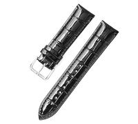 EcLusE Bracelets de montre en cuir de veau verni cristal pour hommes et femmes, bracelet de montre en peau de glace, accessoires de montre,Noir,18mm