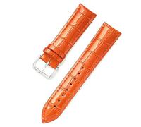 EcLusE Bracelets de montre en cuir de veau verni cristal pour hommes et femmes, bracelet de montre en peau de glace, accessoires de montre,Orange,14mm