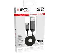 ECMMD32GT753A-USB Flash Drive-3.1-Dual Series-GEN.1 T750 A Collection-32 GB-2 in 1: OTG Dual USB-A/Lightning for Smartphone and Tablet with Charging Function 70 cm Metal Cable