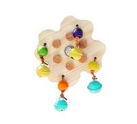 ECMQS Accessoire cage à oiseaux pour petites perruches | Design rotatif en bois avec clochettes, éléments en liège, assemblage en quelques étapes, environ 10 x 7 cm