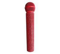 ECMQS Accessoire de microphone décoré avec effet étincelant, rouge | Construction durable en ABS et métal confortable à tenir pour les interprètes, chanteurs, danseurs chantants et danseurs