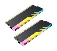 ECMQS ARGB Refroidisseurs de mémoire de bureau, noir | Cadre répartiteur de chaleur en métal, câble de liaison 5 V 3 broches, accent amélioré pour les dispositions de tour