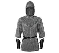 ECMQS Armures de courrier, chevalière médiévale | Tunique, capot, ceinture, ceinture, costume de chevalière médiévale, costume d'Halloween, cosplay