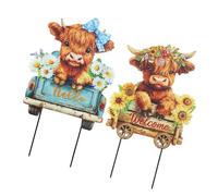 ECMQS Art de jardin en métal en forme de vache avec design de chariot de | Vaches peintes avec revêtement imperméable pour terrasses, parterres de fleurs et entrées
