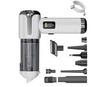 ECMQS Aspirateur Portable ABS 3 Réglables Pearl White | Éclairage d'écran numérique pour une élimination efficace de la poussière dans les coins sombres et le nettoyage de