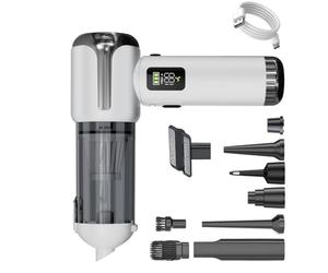 ECMQS Aspirateur Portable ABS 3 Réglables Pearl White | Éclairage d'écran numérique pour une élimination efficace de la poussière dans les coins sombres et le nettoyage de